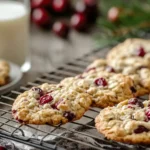 A Cooling Rack Filled With Freshly Baked Cranberry Oatmeal Cookies, Golden Brown With A Chewy Texture, And Visible Cranberries