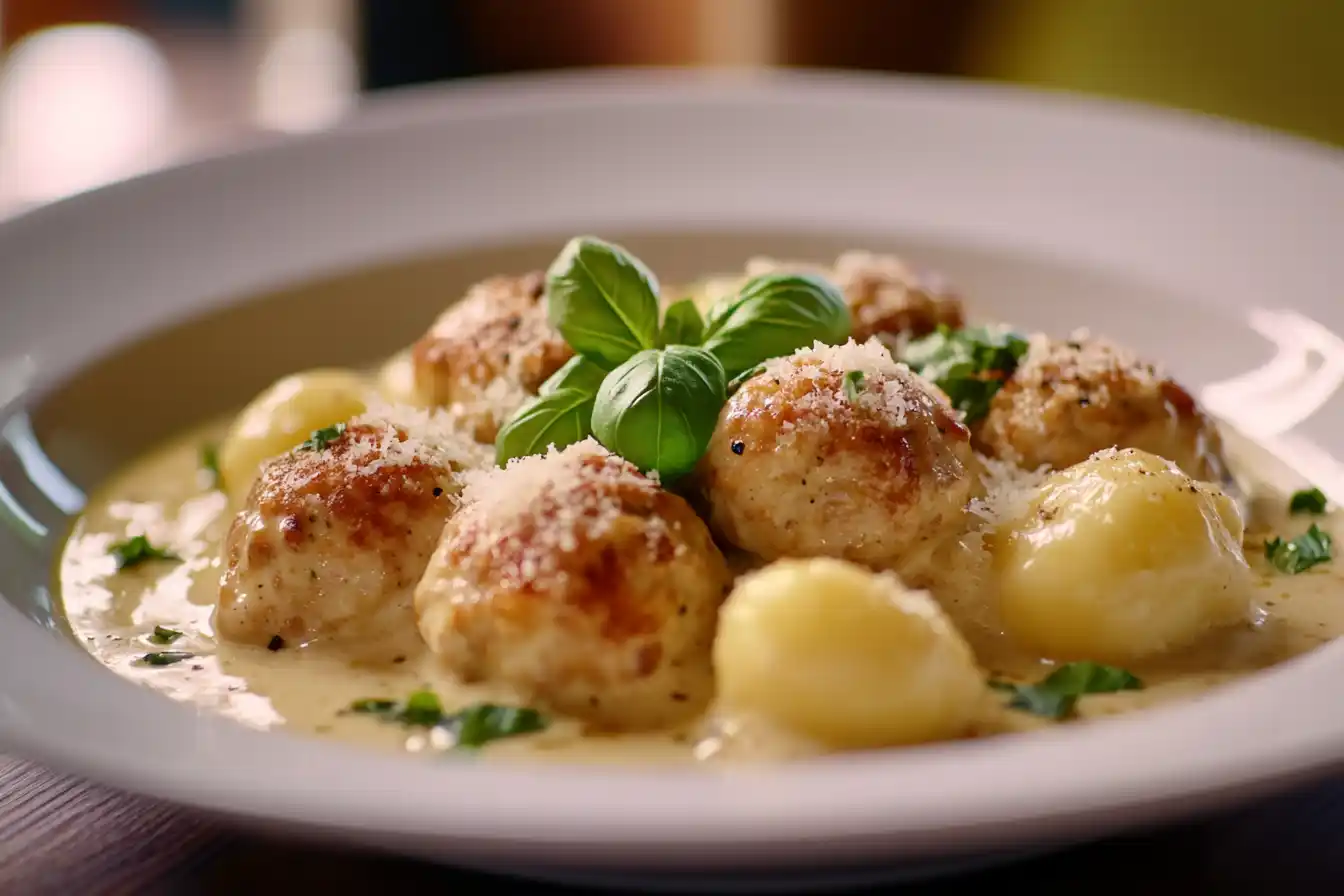 Tuscan chicken meatballs with gnocchi